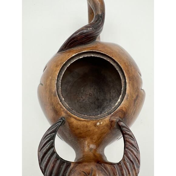 Hand Carved Chinese Brown Stained Soapstone Water Buffalo Lidded Creamer - Picture 10 of 14